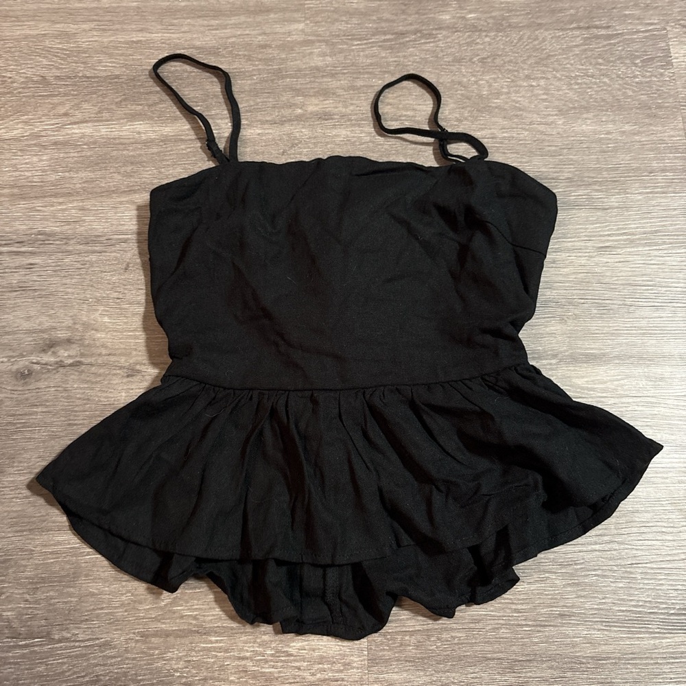 Black Open Back Tie Top